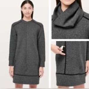 LULULEMON On Repeat Dress Women Size 8 With Removable Collar Dark Gray